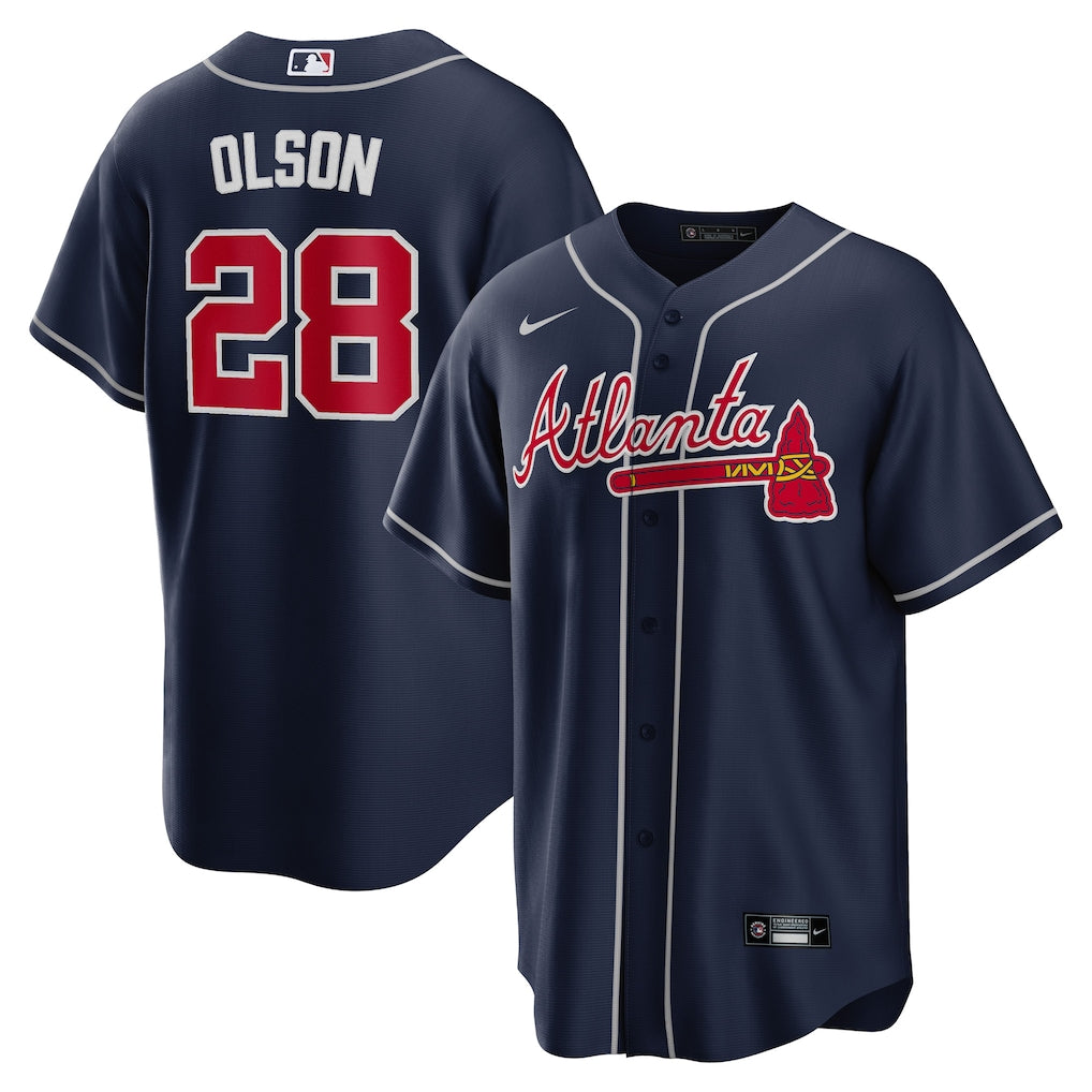 Matt Olson Atlanta Braves Alternate Player Jersey - Navy baseball jersey product view 1