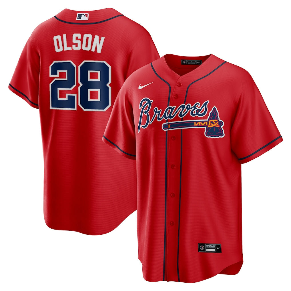 Matt Olson Atlanta Braves Alternate Jersey - Red baseball jersey product view 1