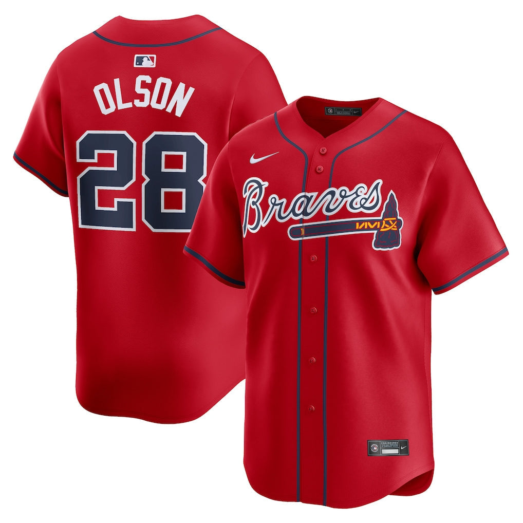 Matt Olson Atlanta Braves Alternate Limited Player Jersey – Red baseball jersey product view 1