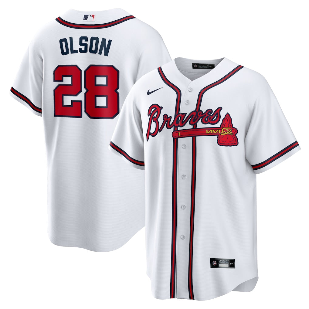 Matt Olson Atlanta Braves Home Jersey - White baseball jersey product view 1