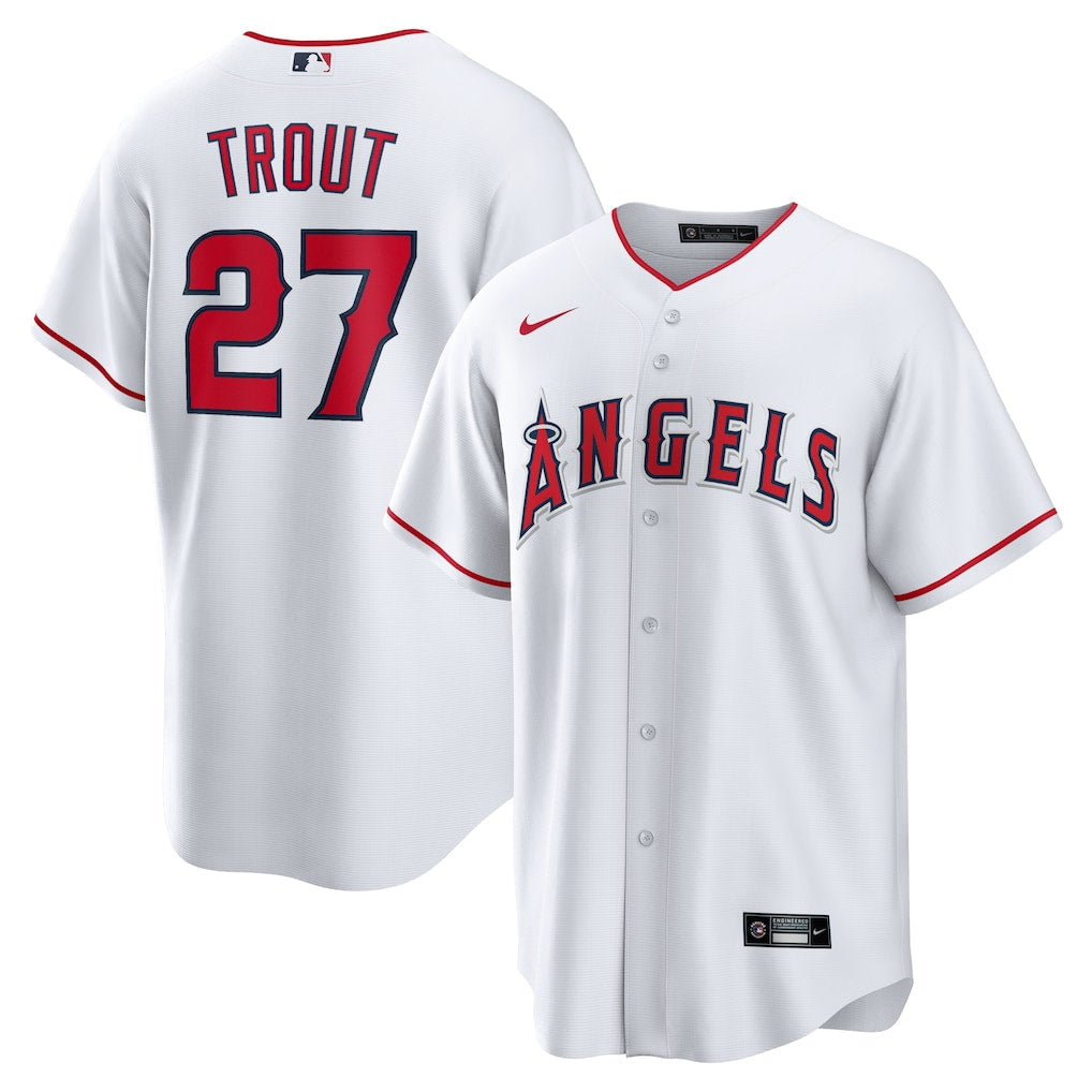 Mike Trout Los Angeles Angels Home Player Jersey - White baseball jersey product view 1