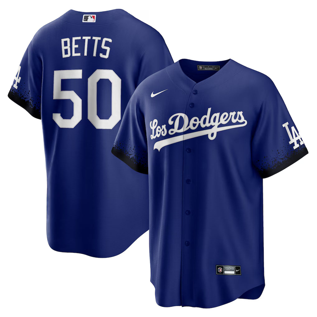 Mookie Betts Los Angeles Dodgers City Connect Player Jersey - Royal baseball jersey product view 1