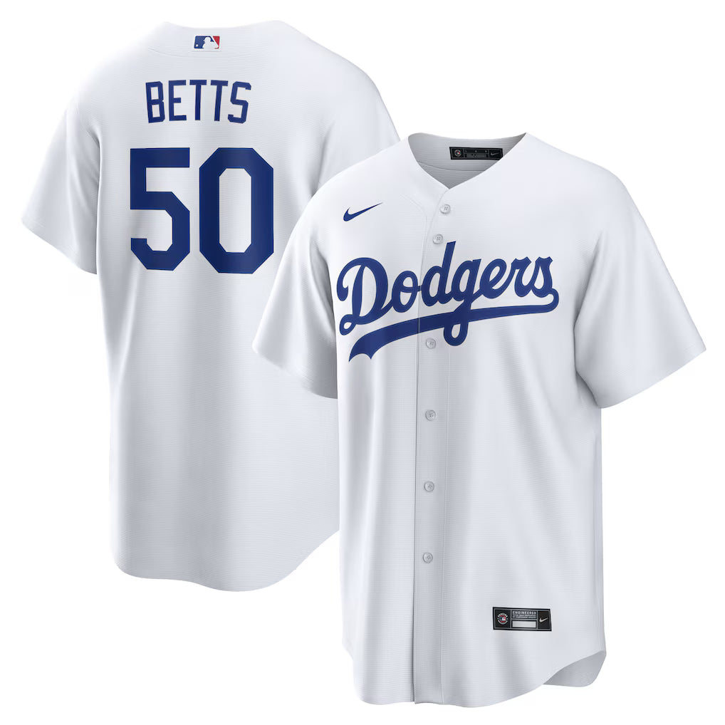 Mookie Betts Los Angeles Dodgers Home Player Jersey - White baseball jersey product view 1