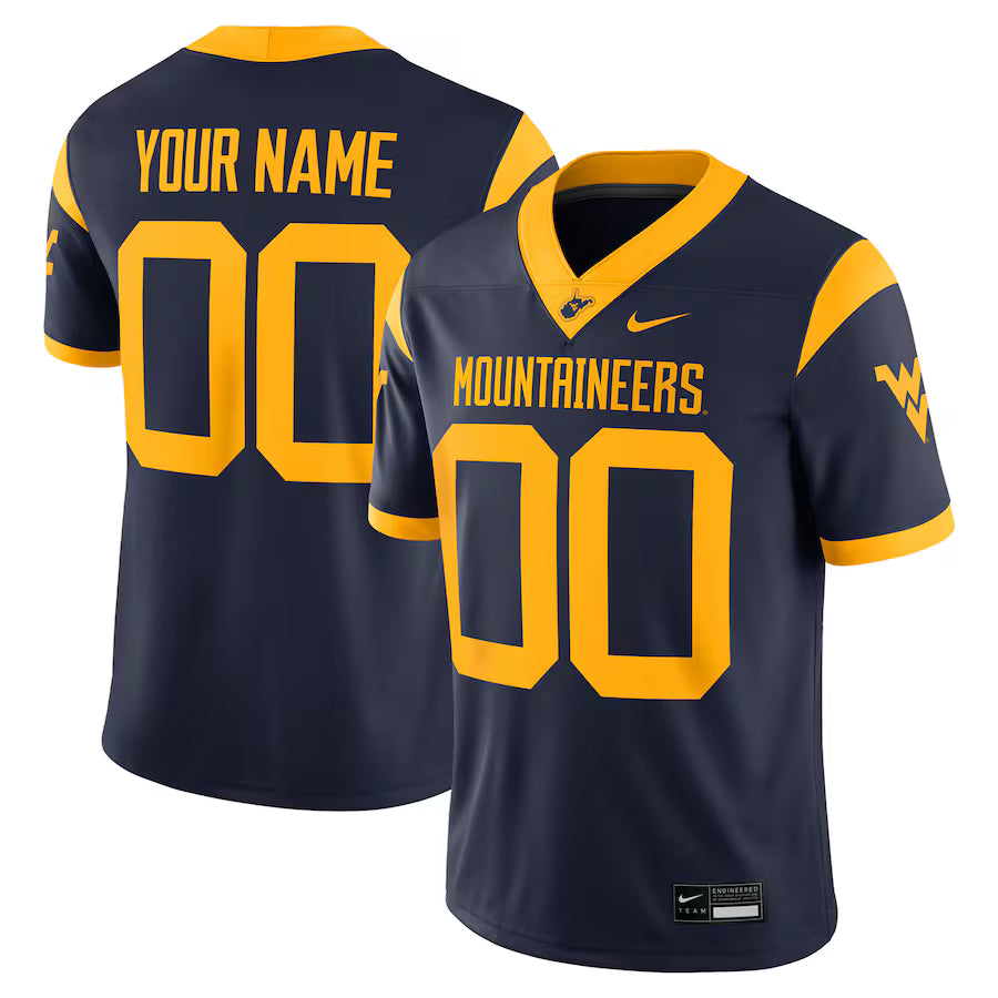 Custom West Virginia Mountaineers Jersey - Navy sports jersey product view 1