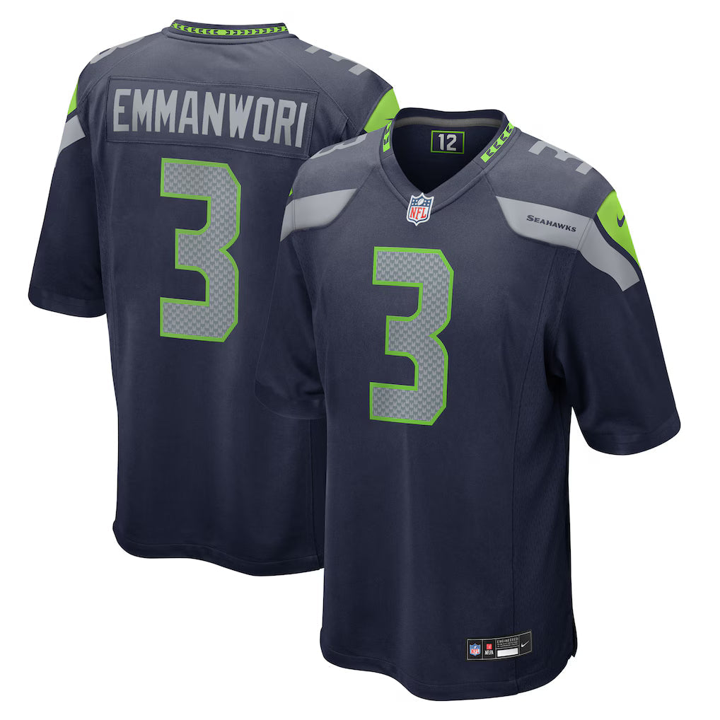 Nick Emmanwori Seattle Seahawks Jersey - Navy football jersey product view 1
