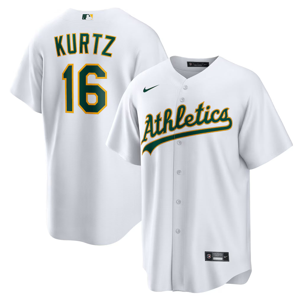 Nick Kurtz Athletics Home Jersey - White baseball jersey product view 1