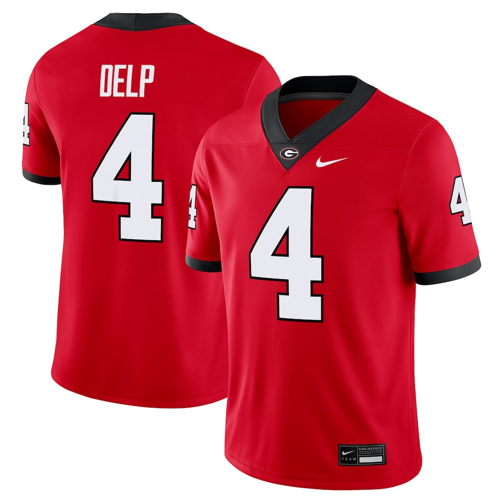 Oscar Delp Georgia Bulldogs Home Jersey - Red sports jersey product view 1