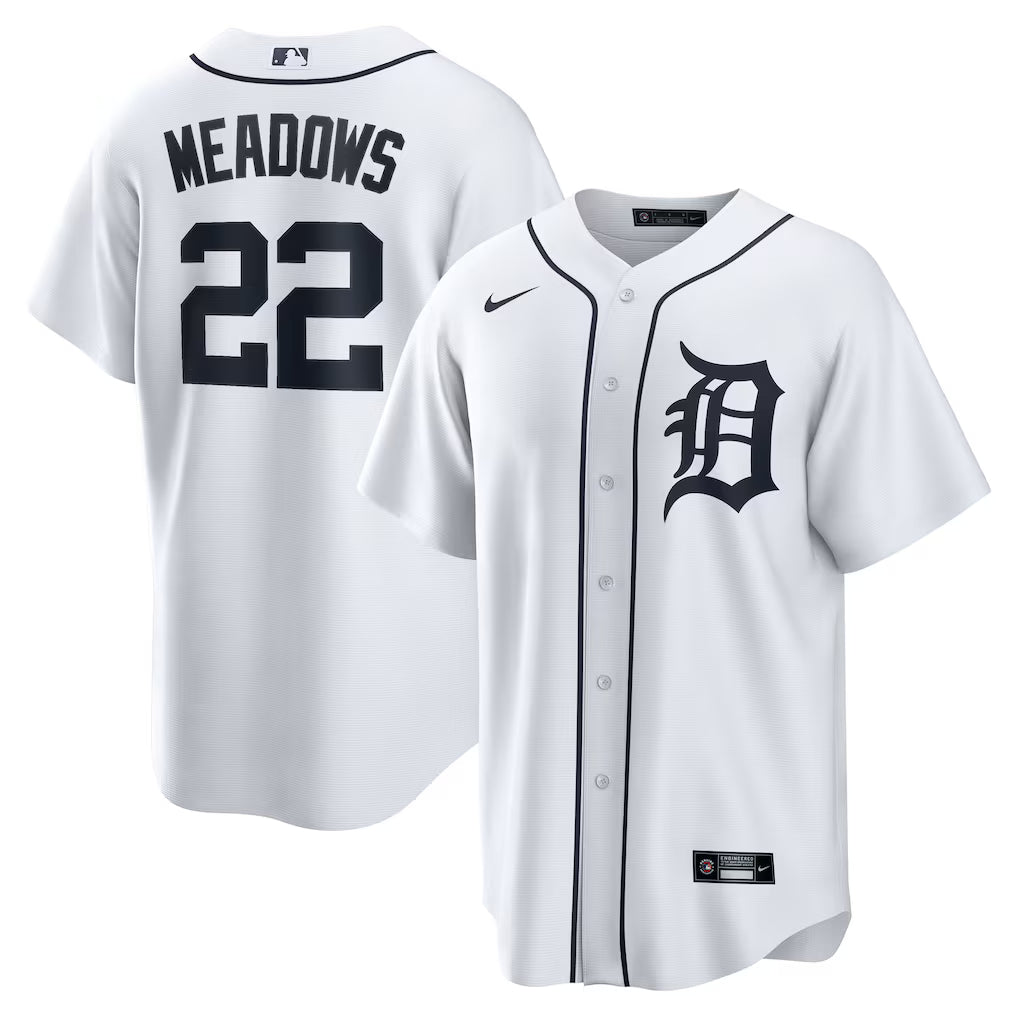 Parker Meadows Detroit Tigers Home Jersey - White baseball jersey product view 1