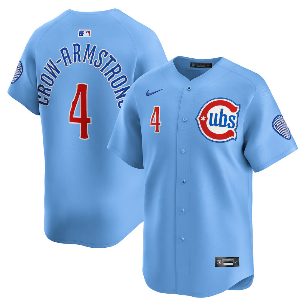 Pete Crow-Armstrong Chicago Cubs Alternate Jersey - Light Blue baseball jersey product view 1