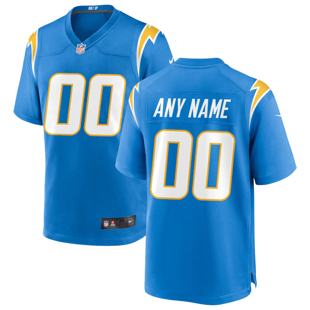 Custom Los Angeles Chargers Jersey - Powder Blue football jersey product view 1