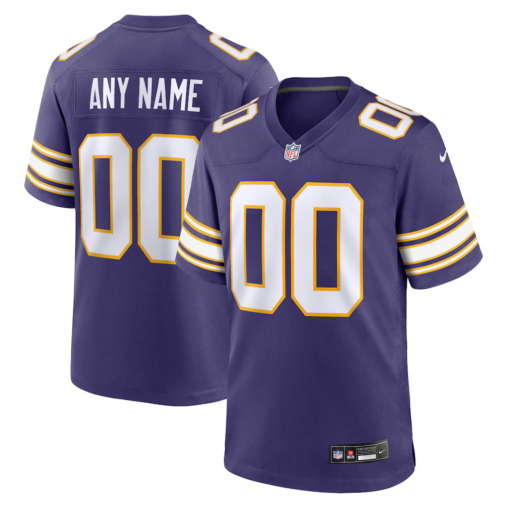 Custom Minnesota Vikings Classic Jersey - Purple football jersey product view 1