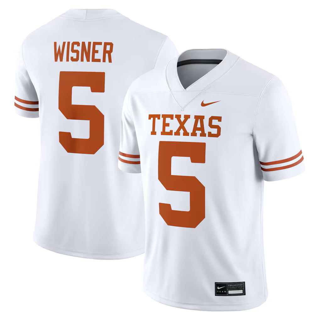 Quintrevion Wisner Texas Longhorns Jersey - White sports jersey product view 1