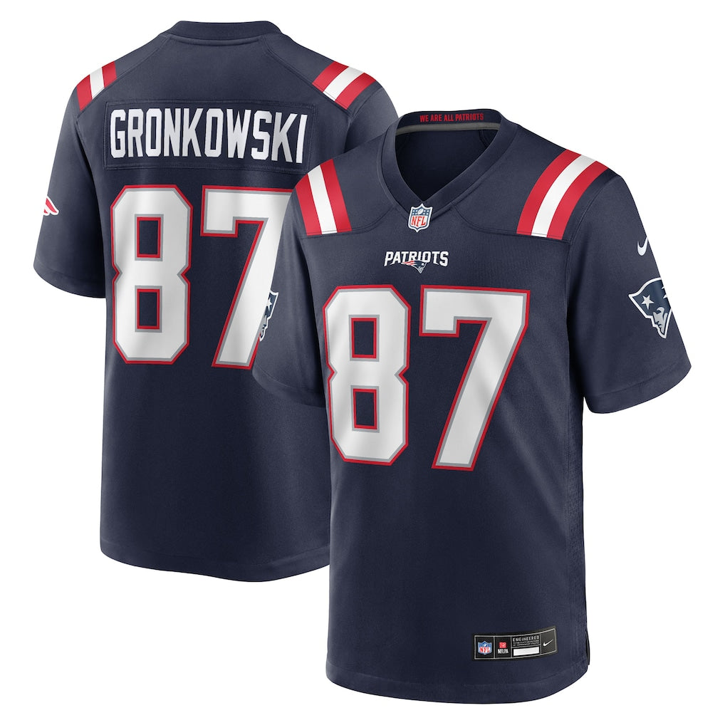 Rob Gronkowski New England Patriots Retired Player Jersey - Navy football jersey product view 1
