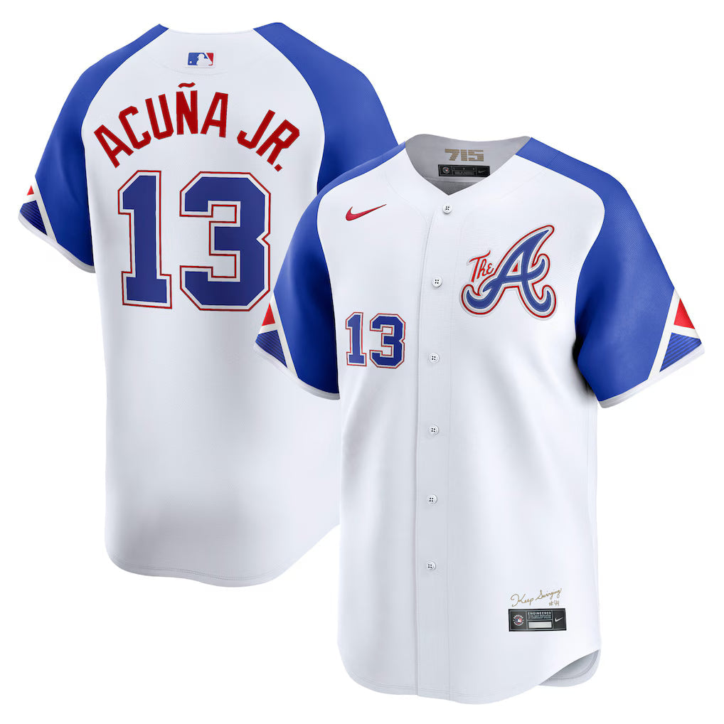 Ronald Acuna Jr. Atlanta Braves City Connect Limited Jersey - White baseball jersey product view 1
