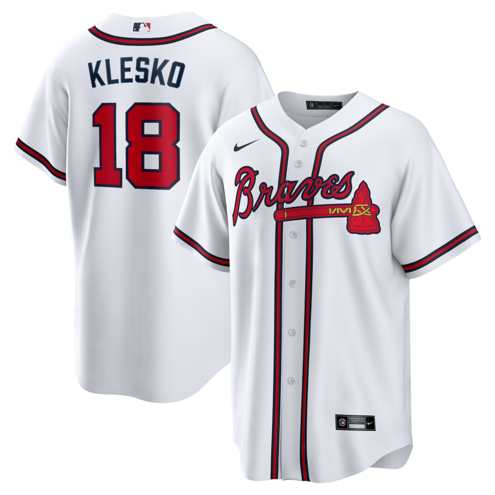 Ryan Klesko Atlanta Braves Home Retired Player Jersey - White baseball jersey product view 1