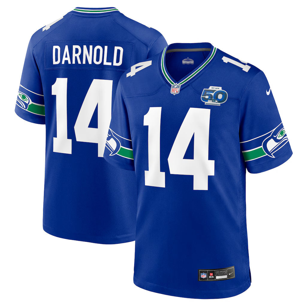Sam Darnold Seattle Seahawks Alternate 50th Season Jersey - Royal football jersey product view 1