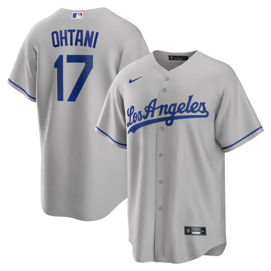 Shohei Ohtani Los Angeles Dodgers Away Jersey - Gray baseball jersey product view 1