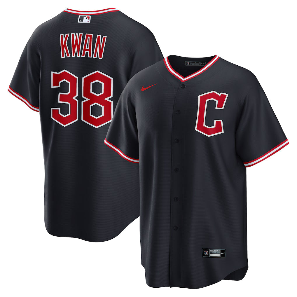 Steven Kwan Cleveland Guardians Alternate Jersey - Navy baseball jersey product view 1