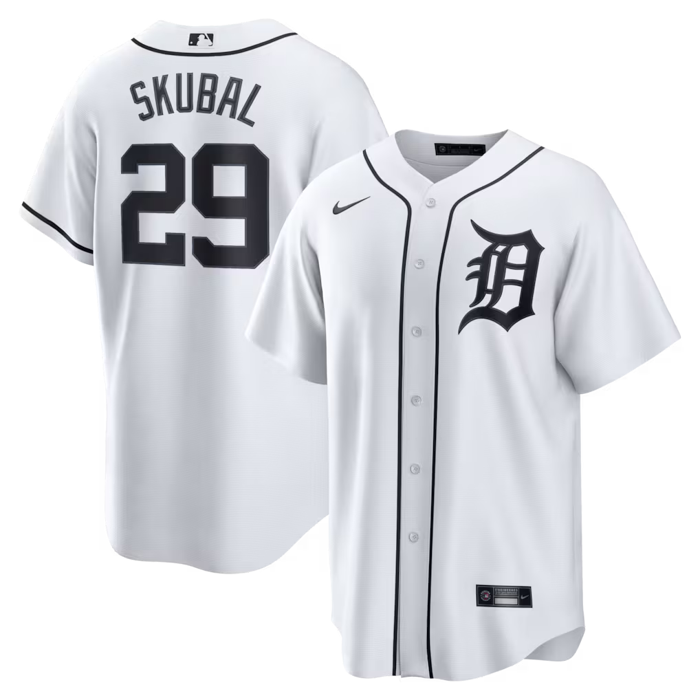 Tarik Skubal Detroit Tigers Home Jersey - White baseball jersey product view 1