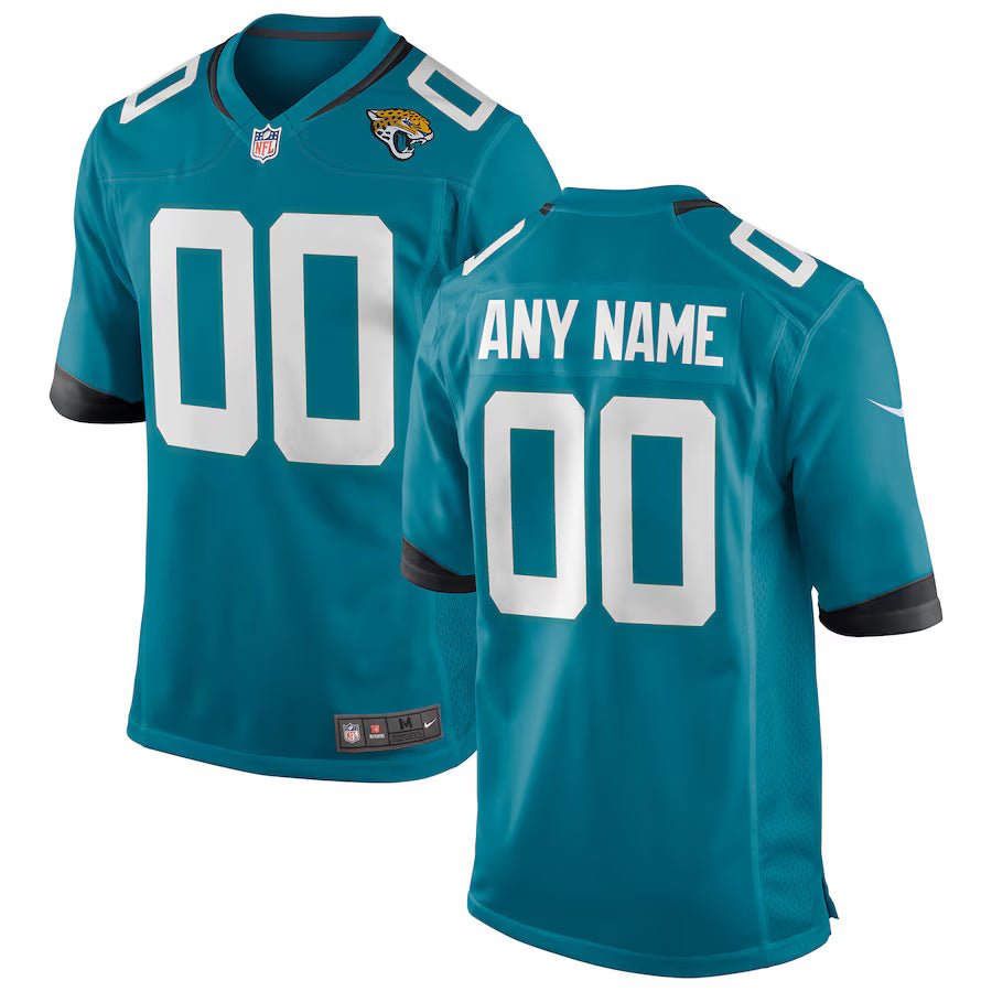 Custom Jacksonville Jaguars Jersey - Teal football jersey product view 1