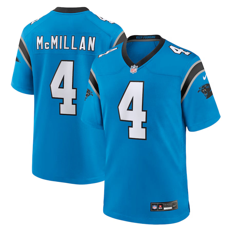 Tetairoa McMillan Carolina Panthers Alternate Jersey - Blue football jersey product view 1
