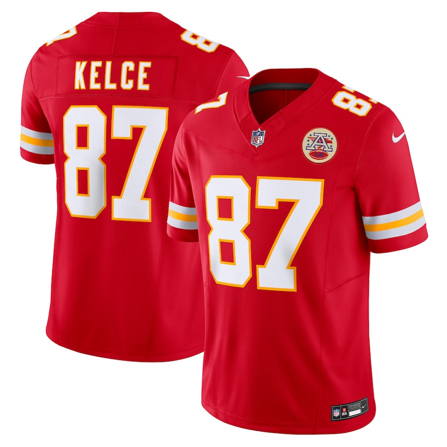 Travis Kelce Kansas City Chiefs Jersey - Red football jersey product view 1