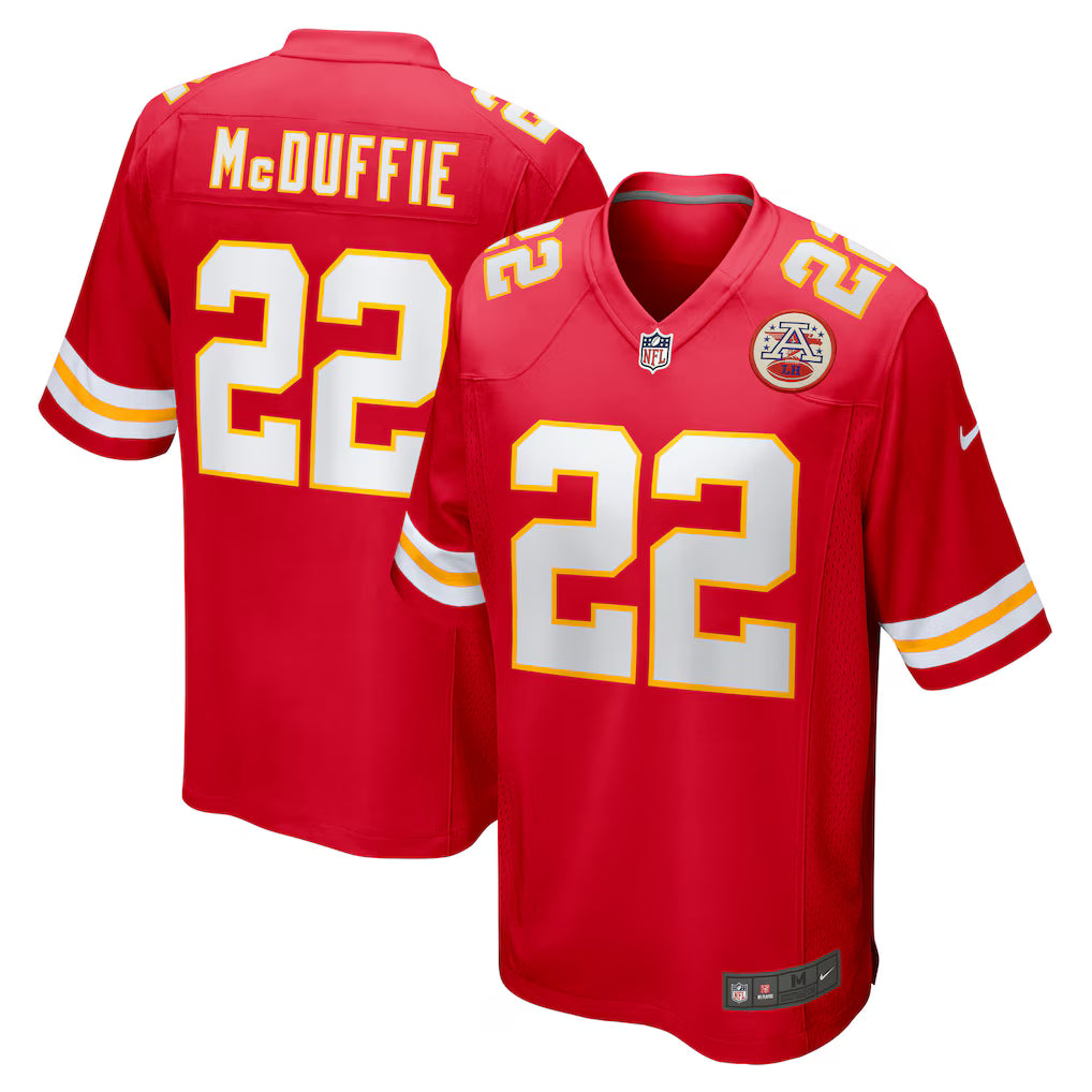 Trent McDuffie Kansas City Chiefs Game Jersey - Red football jersey product view 1