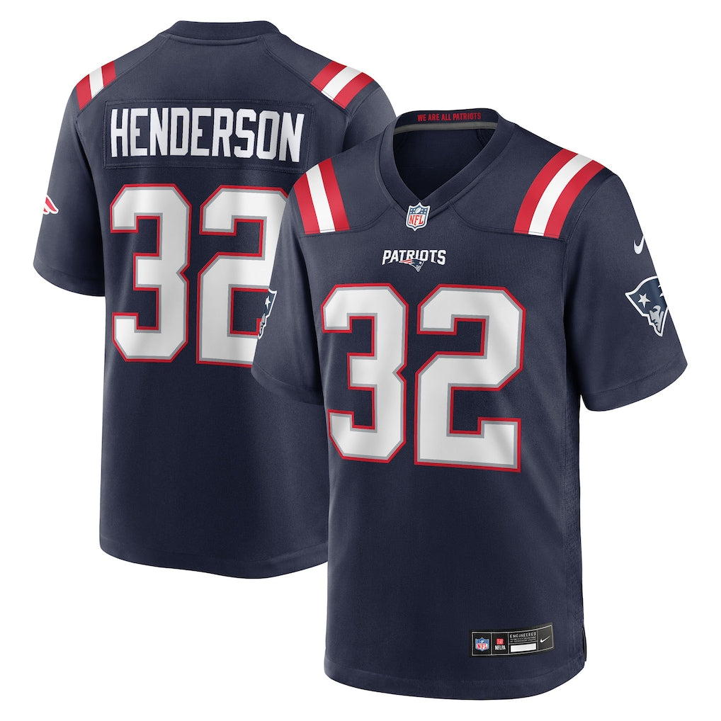 TreVeyon Henderson New England Patriots Jersey - Navy football jersey product view 1