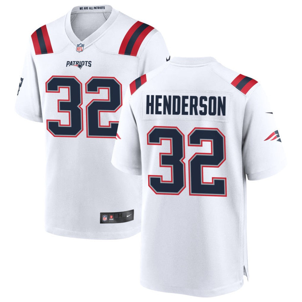 TreVeyon Henderson New England Patriots Jersey - White football jersey product view 1