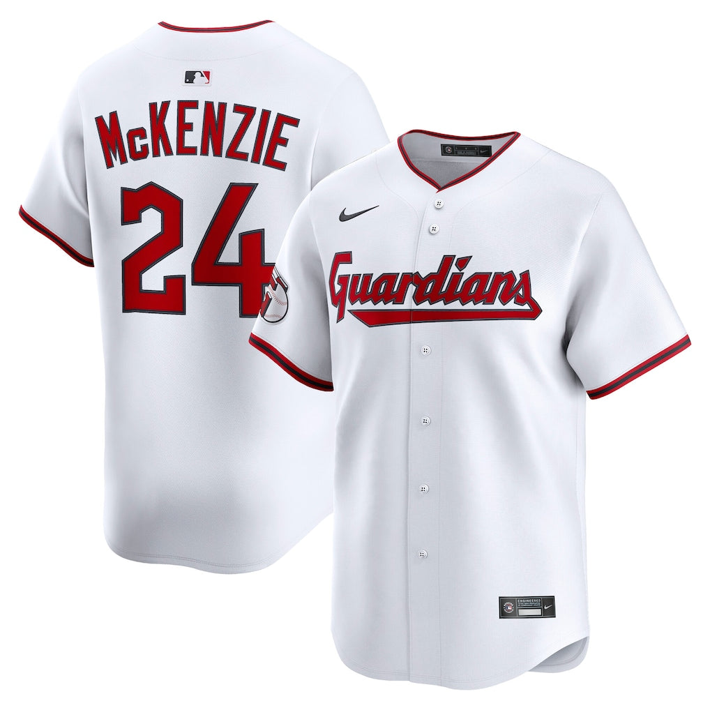 Triston McKenzie Cleveland Guardians Home Jersey - White baseball jersey product view 1