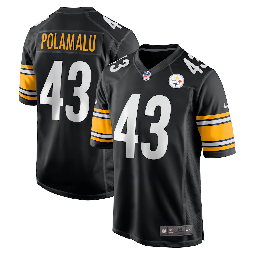 Troy Polamalu Pittsburgh Steelers Alternate Retired Player Jersey - Black football jersey product view 1