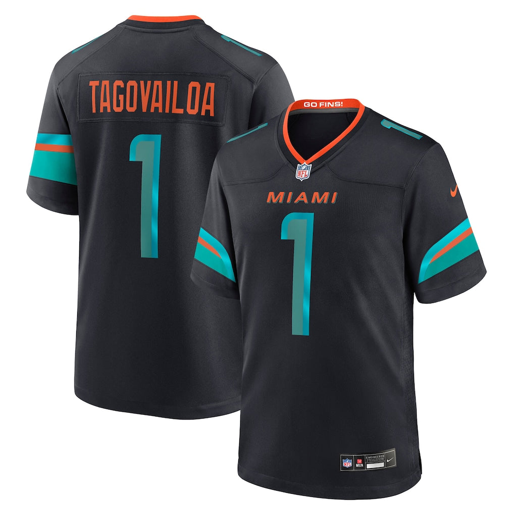 Tua Tagovailoa Miami Dolphins 2025 Rivalries Collection Game Jersey - Pitch Blue football jersey product view 1