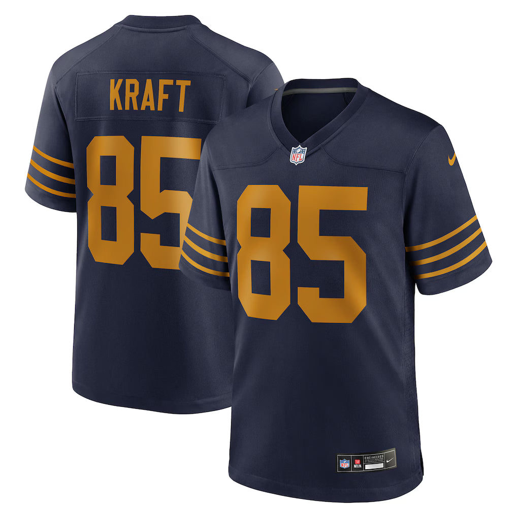 Tucker Kraft Green Bay Packers Alternate Jersey - Navy football jersey product view 1