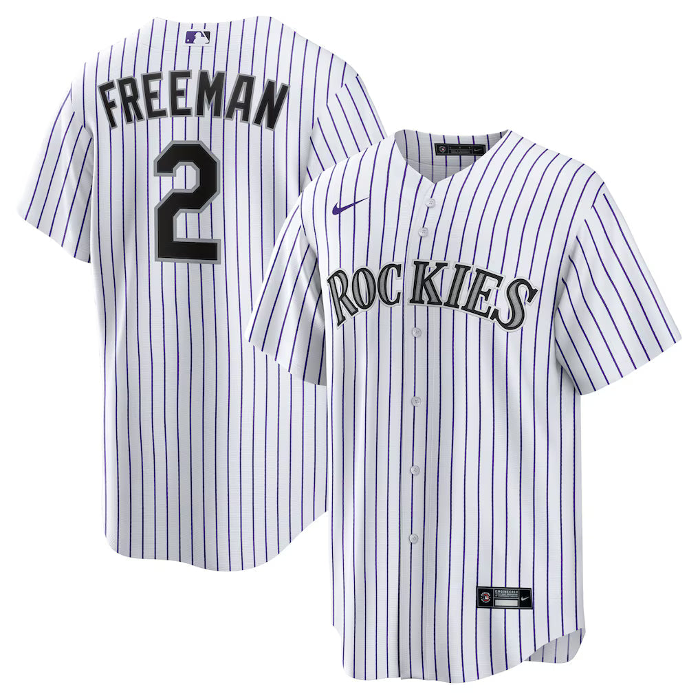 Tyler Freeman Colorado Rockies Home Jersey - White baseball jersey product view 1