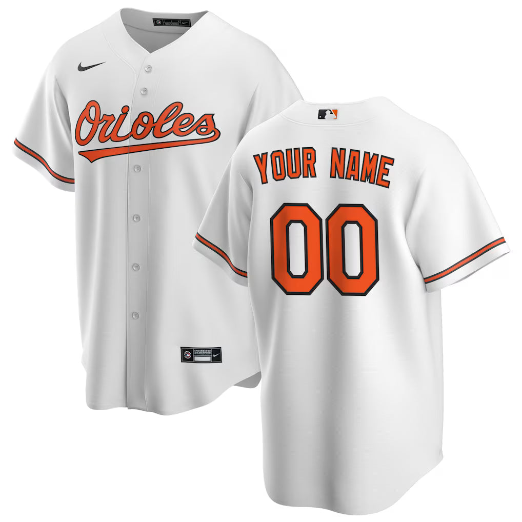 Custom Baltimore Orioles Home Jersey - White baseball jersey product view 1