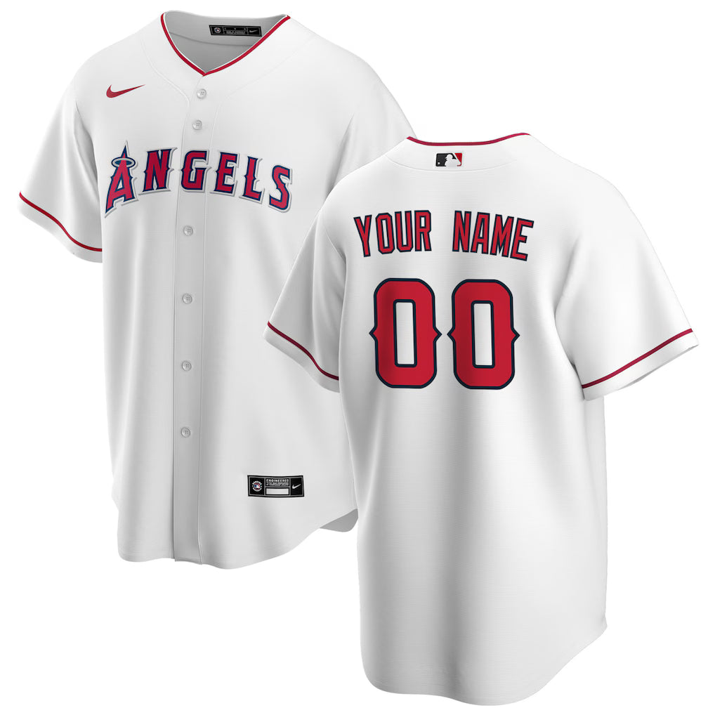 Custom Los Angeles Angels Nike Home Jersey - White baseball jersey product view 1