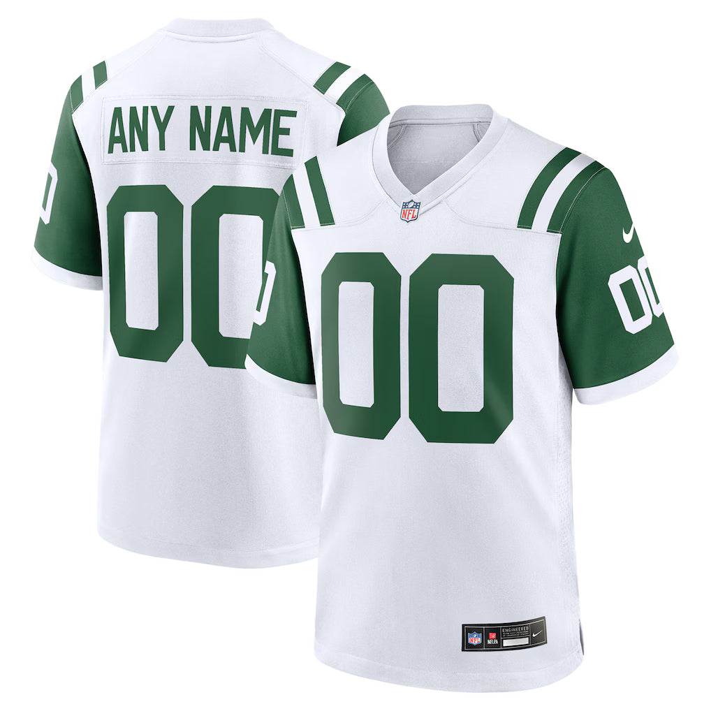 Custom New York Jets Alternate Jersey - White football jersey product view 1
