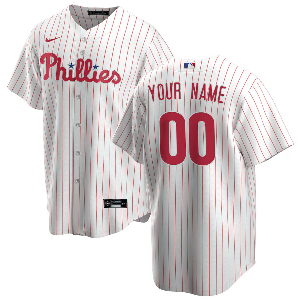 Custom Philadelphia Phillies Home Jersey - White baseball jersey product view 1