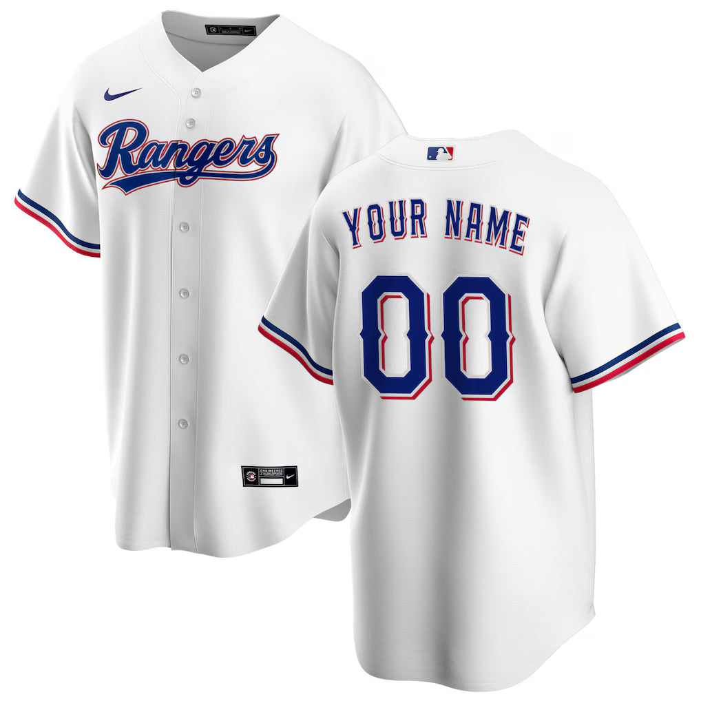 Custom Texas Rangers Home Jersey - White baseball jersey product view 1