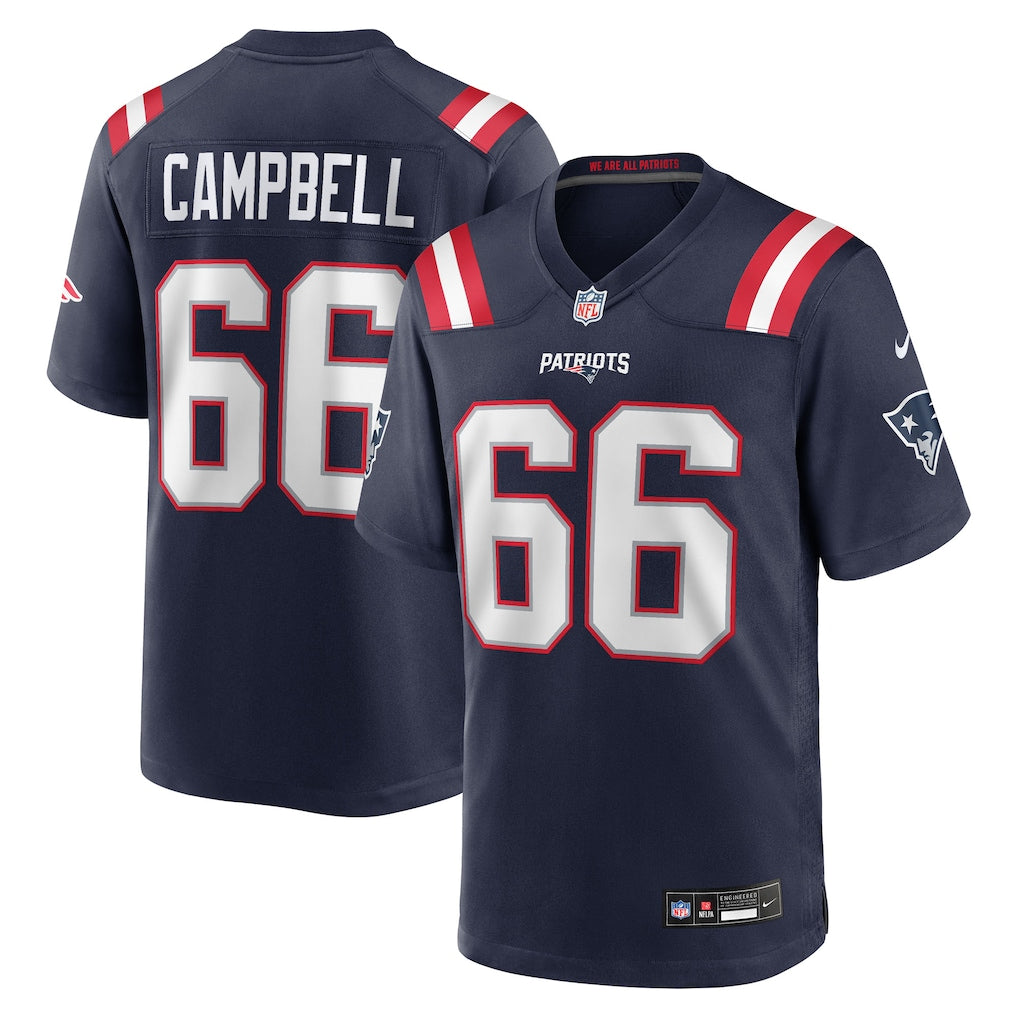 Will Campbell New England Patriots Jersey - Navy football jersey product view 1