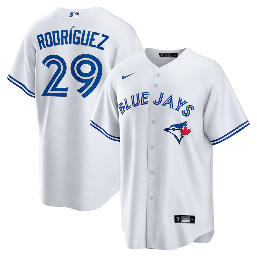 Yariel Rodriguez Toronto Blue Jays Home Jersey - White baseball jersey product view 1