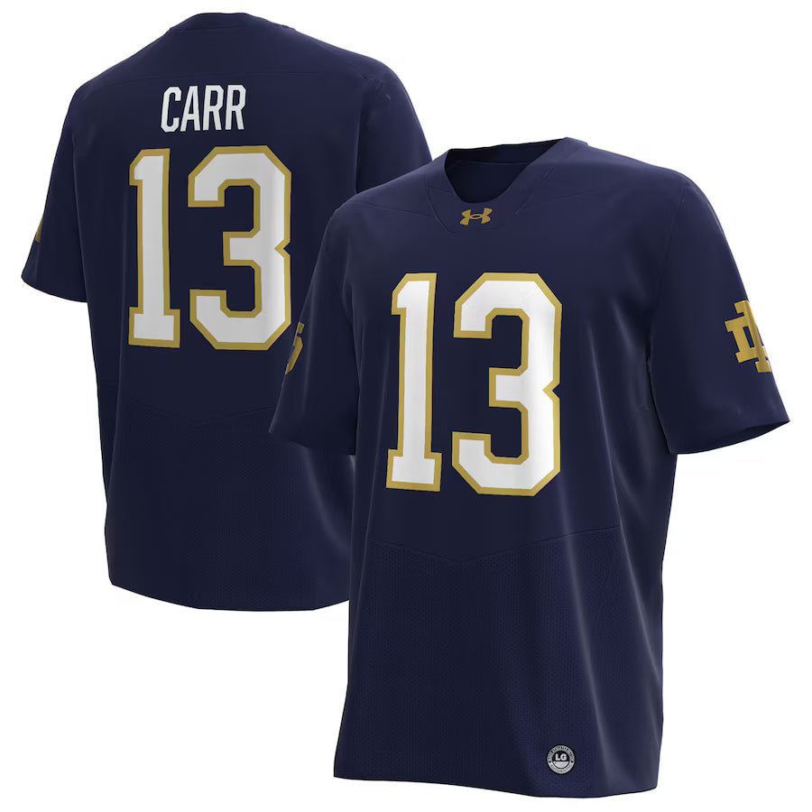 CJ Carr Notre Dame Fighting Irish Jersey - Navy sports jersey product view 1