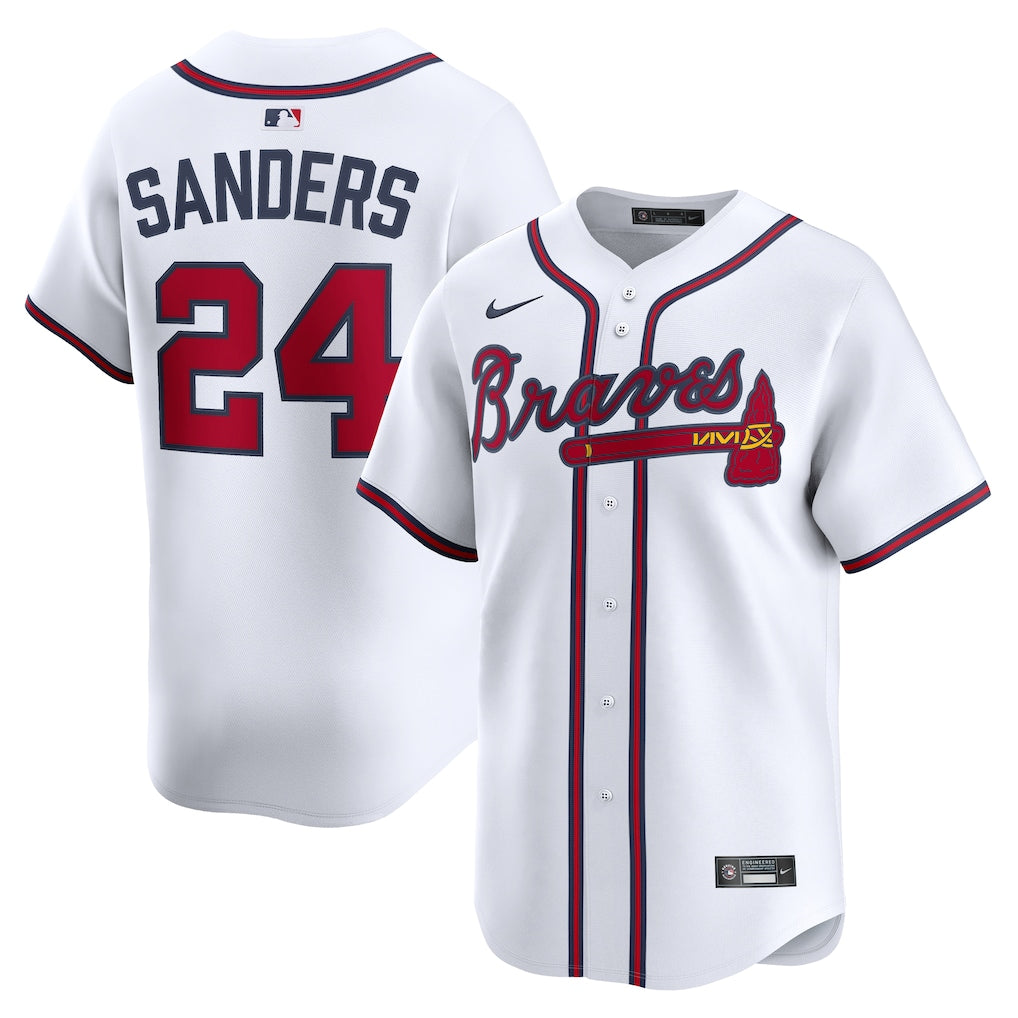 Deion Sanders Atlanta Braves Jersey - White baseball jersey product view 1