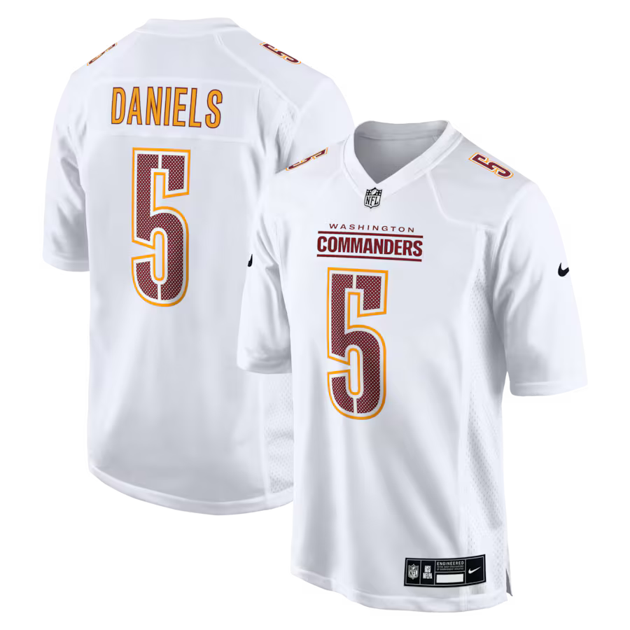 Jayden Daniels Washington Commanders Jersey - Tundra White football jersey product view 1