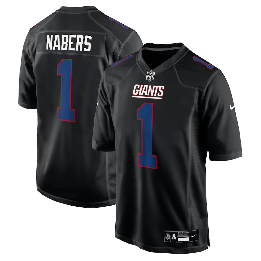 Malik Nabers New York Giants Jersey - Carbon Black football jersey product view 1