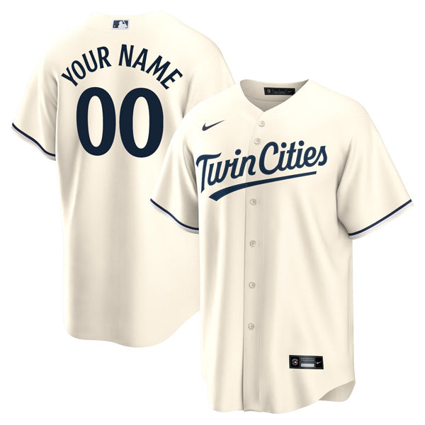 Custom Minnesota Twins Alternate Jersey - Cream baseball jersey product view 1