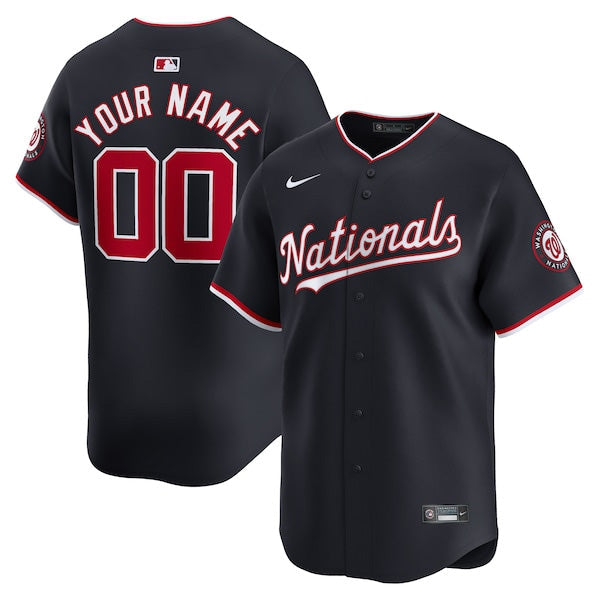 Custom Washington Nationals Alternate Jersey - Navy baseball jersey product view 1