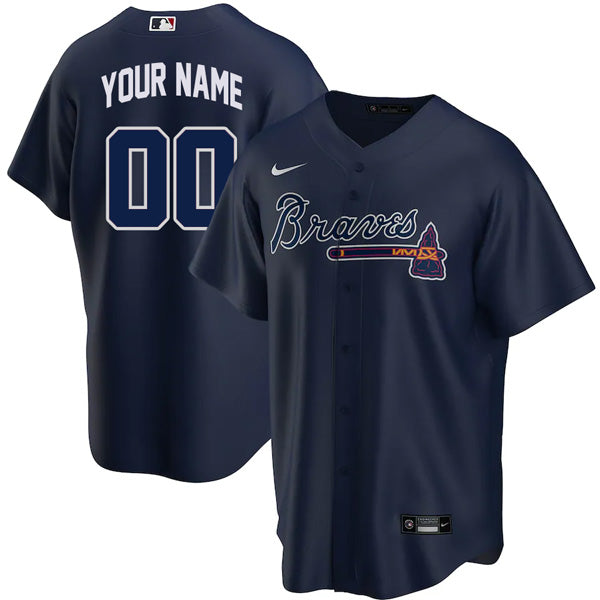 Custom Atlanta Braves Jersey - Navy baseball jersey product view 1