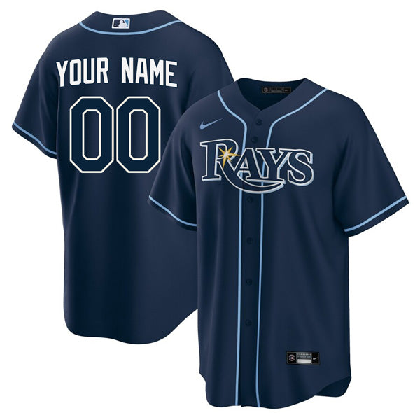 Custom Tampa Bay Rays Devil Rays Jersey - Navy baseball jersey product view 1