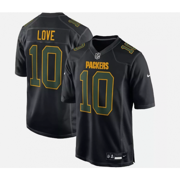 Jordan Love Green Bay Packers Jersey - Carbon Black football jersey product view 1